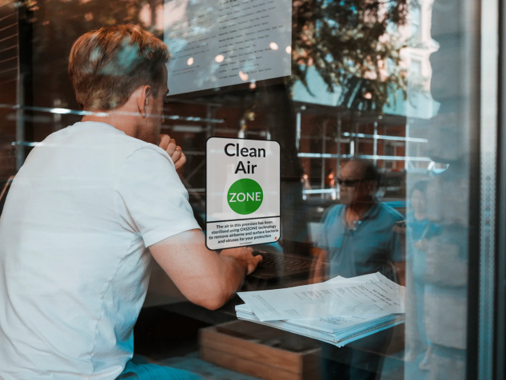 Clean Air Zone - OXIZONE air steriliser in cafe